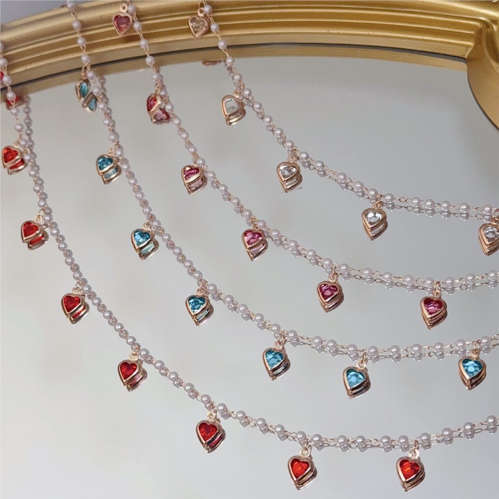 Chaîne en laiton avec cœurs en - Crystal Choker Necklace avis et prix